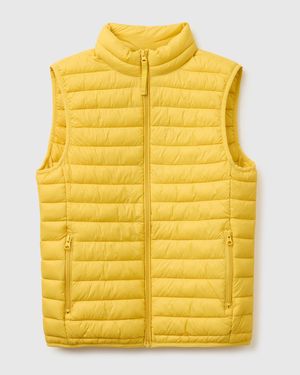 Benetton Benetton, Normal Geschnittene, Wattierte, Ärmellose Jacke, Größe, Senfgelb, Herren