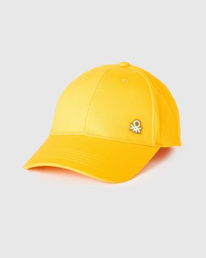 Benetton Benetton, Cappellino Baseball Con Logo, Taglia, Senape, Uomo - Giallo