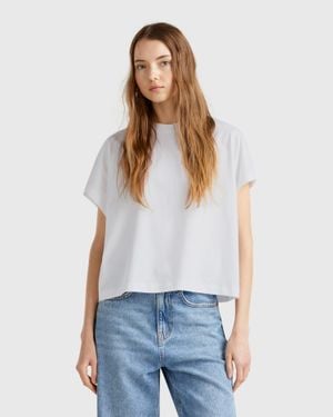 Benetton Benetton, Maglietta Con Manica A Kimono, Taglia, Bianco, Donna