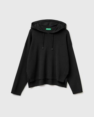 Benetton Benetton, Suéter Con Capucha De Gran Tamaño, Talla, Negro, Mujer