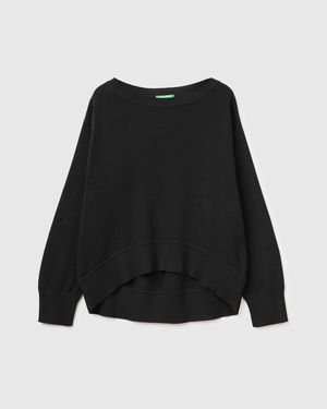 Benetton Benetton, Premium Cotton Oversized Jumper - Black
