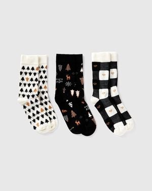Benetton Benetton, Three Pairs Of Christmas Socks - Black