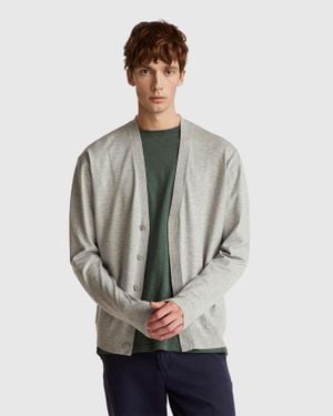 Benetton Benetton, Strickjacke Aus Viskosemischung, Größe, Hellgrau, Herren - Schwarz