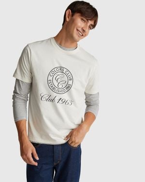 Benetton Benetton, Camiseta De Algodón Con Logotipo, Talla, Blanco Crema, Hombre - Negro