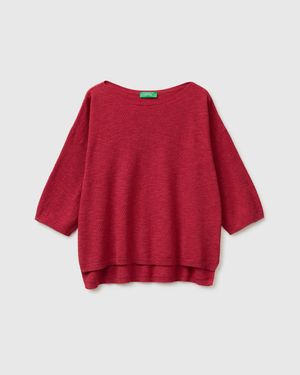 Benetton Benetton, Pullover Aus Leinenmischung - Rot