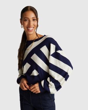 Benetton Benetton, Regimental Striped Cropped Jumper - Black
