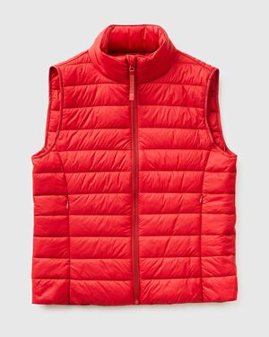 Benetton Benetton, Sleeveless Slim Fit Padded Jacket - Red