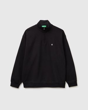 Benetton Benetton, Half-Zip Sweatshirt - Black