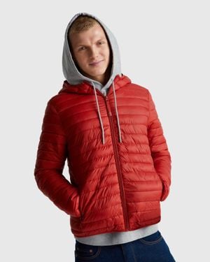 Benetton Benetton, Gefütterte Daunenjacke Im Regular Fit, Ziegelrot