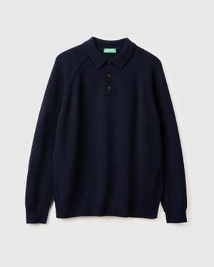 Benetton Benetton, L/S Polo Shirt - Blue