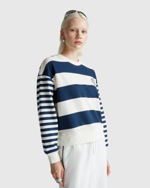 Benetton Benetton, Gestreiftes Sweatshirt Mit Rundhalsausschnitt, Größe, Dunkelblau, Damen - Schwarz