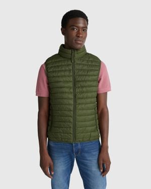 Benetton Benetton, Gefütterte Ärmellose Jacke Mit Normaler Passform - Grün