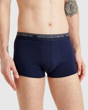 Benetton Benetton, Boxer Ajusté En Coton, Bleu Foncé, Homme