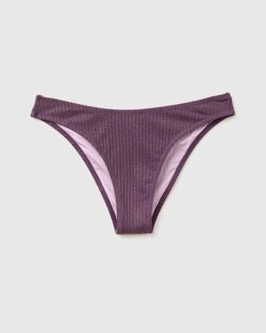 Benetton Benetton, Bañador Tipo Slip Acanalado Con Lúrex, Talla, Malva Oscuro, Mujer - Morado