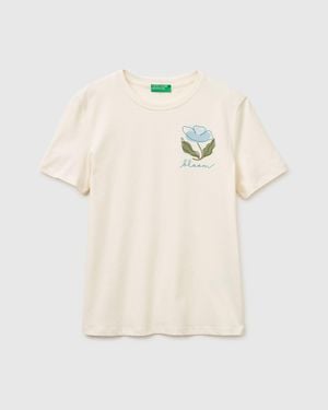 Benetton Benetton, T-Shirt With Flower Print - Black