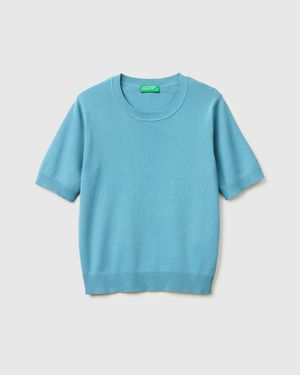Benetton Benetton, Powder Jumper With Short Sleeves - Blue