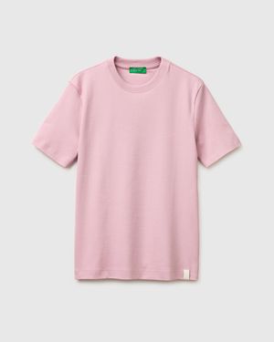Benetton Benetton, Regular Fit Crew Neck T-Shirt - Pink