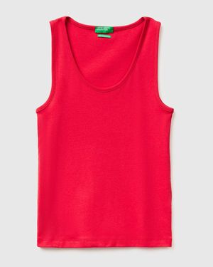 Benetton Benetton, Slim Fit Ribbed Tank Top - Red
