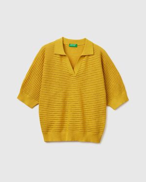 Benetton Benetton, Perforated Polo Shirt - Black