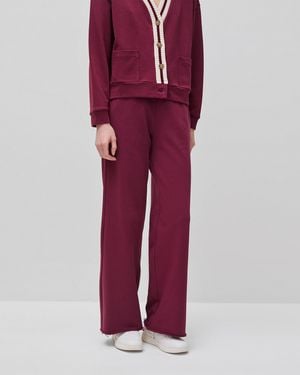Benetton Benetton, Pantalones De Chándal De Pierna Ancha, Talla, Burdeos, Mujer - Rojo
