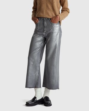 Benetton Benetton, Jeans Effetto Laminato, Taglia, Argento, Donna - Nero