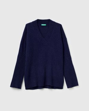 Benetton Benetton, Maglione Over Fit - Blu