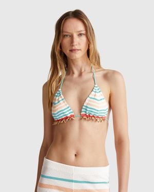 Benetton Benetton, Triángulo De Playa De Encaje De Crochet, Mujer - Negro