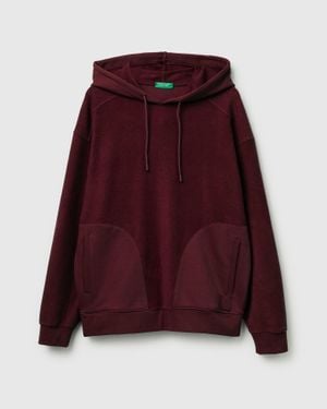 Benetton Benetton, Sudadera Con Capucha Y Cordón, Talla, Burdeos, Hombre - Rojo
