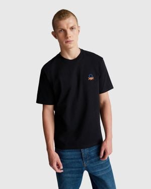 Benetton Benetton, Relaxed Fit T-Shirt With Print - Black