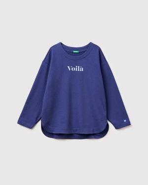 Benetton Benetton, Sudadera Cerrada Con Estampado, Talla, Azul, Mujer