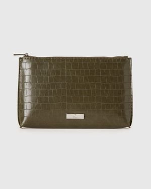 Benetton Benetton, Busta Con Tracolla E Stampa Cocco, Taglia, Verde Militare, Donna
