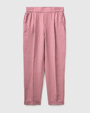 Benetton Benetton, 100% Linen Cigarette Trousers - Pink