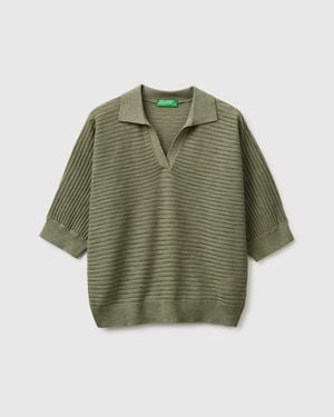 Benetton Benetton, Perforated Polo Shirt - Green