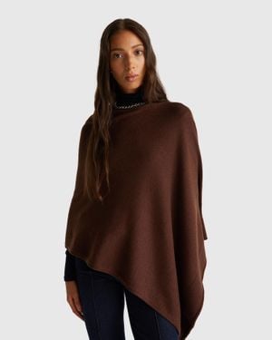 Benetton Benetton, Cashmere Blend Poncho - Brown