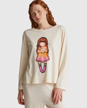 Benetton Benetton, Top With Santoro Gorjuss Print - Black