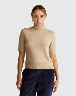Benetton Benetton, Dolcevita Cammello A Manica Corta - Blu