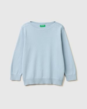 Benetton Benetton, Jumper With Boat Neck - Blue