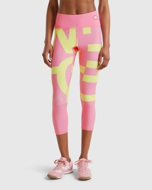Benetton Benetton, Leggings Deportivos Con Logo, Mujer - Negro