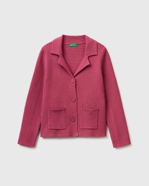 Benetton Benetton, 100% Cotton Knit Blazer - Red