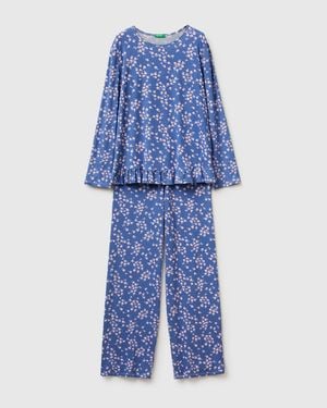 Benetton Benetton, Patterned Modal Pyjamas - Blue