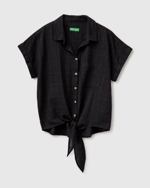 Benetton Benetton, Blouse À Nœud, Taille, Noir, Femme