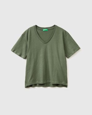 Benetton Benetton, V-Neck T-Shirt - Green