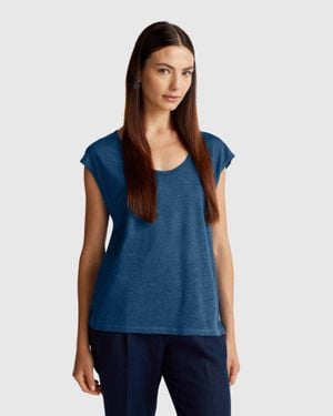 Benetton Benetton, Maglietta Scollo Ampio - Blu