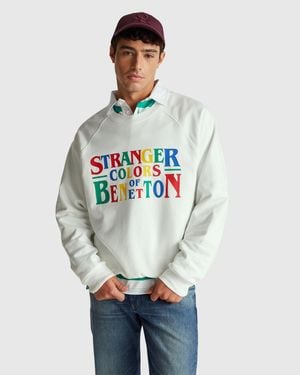 Benetton Benetton, Sudadera De Corte Holgado De Stranger Things, Talla, Blanco Crema, Hombre - Negro