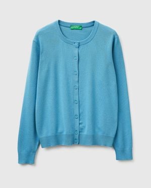 Benetton Benetton, Zuckerpapier-Strickjacke Aus Trikotbaumwolle, Größe, Hellblau, Damen