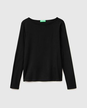 Benetton Benetton, Boat-Neck T-Shirt - Black