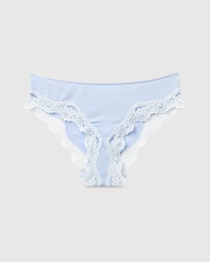 Benetton Benetton, Classic Silk Blend Briefs With Lace - Black