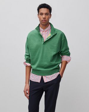 Benetton Benetton, Sweatshirt With Half Button Closure - Green