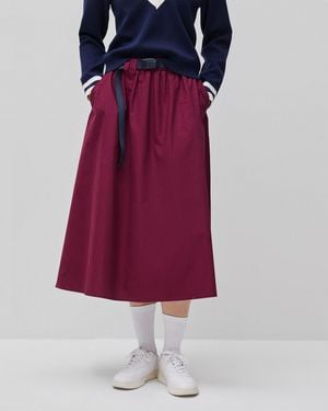 Benetton Benetton, Falda Midi Con Cintura De Gancho, Talla, Burdeos, Mujer - Rojo