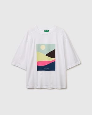 Benetton Benetton, Oversized T-Shirt With Print - Black